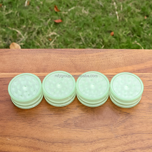 Logo personalizzato OEM/ODM bagliore luminoso nel buio in plastica acrilica smerigliatrice per erbe 2 strati 43mm accessori per fumatori Bio personalizzabili - Product Image 3