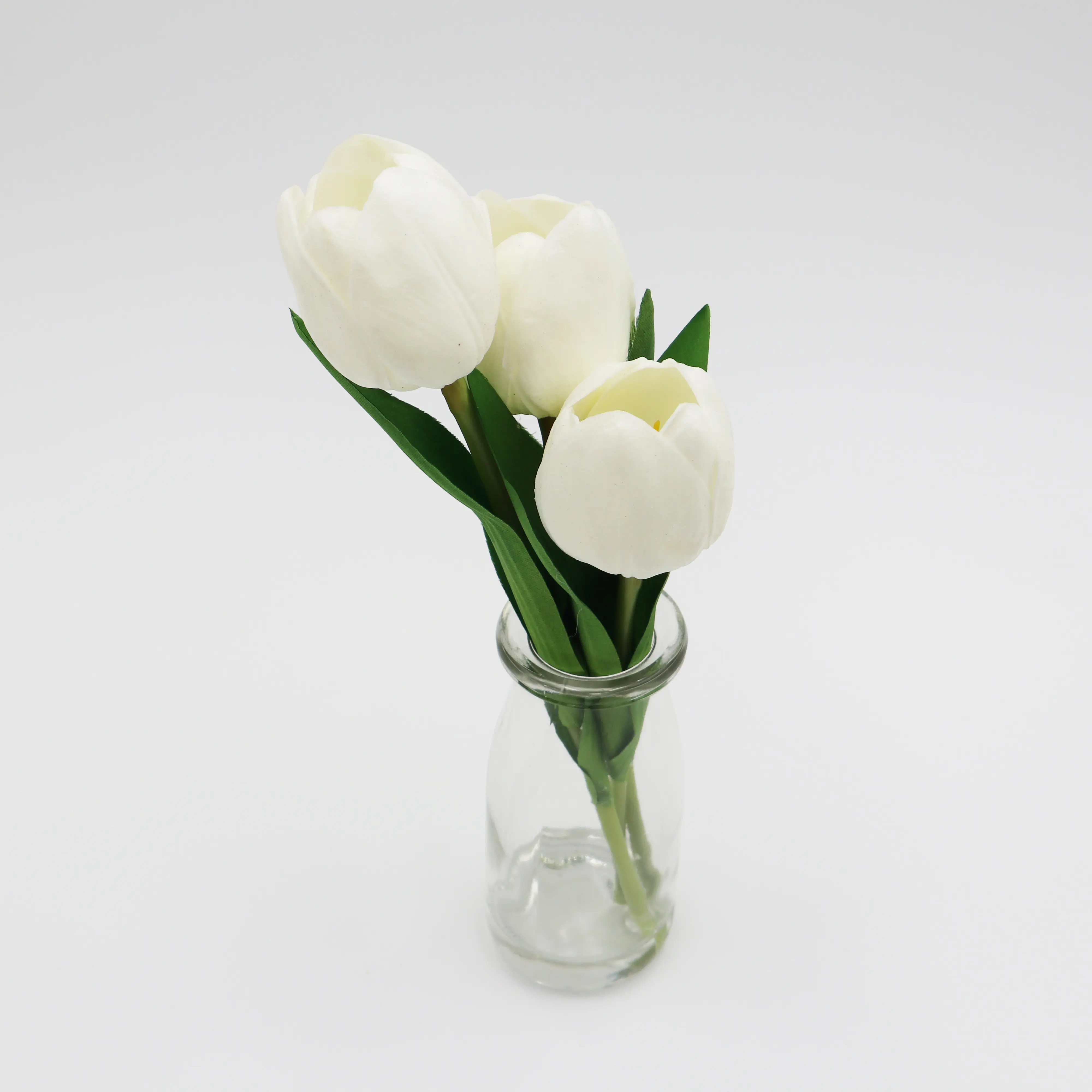 2024人工高品質シミュレーション束花装飾ラテックスリアルタッチホワイト人工チューリップフラワーファックウォーター
