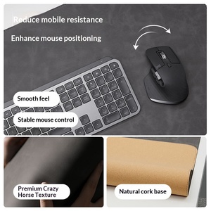 Grand tapis de souris en cuir de qualité supérieure et repose-poignets pour clavier, ensemble de six pièces, tapis de bureau antidérapant pour une saisie confortable - Product Image 6