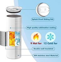 Mug de voyage isotherme en acier inoxydable à double paroi pour sublimation, 20 oz, avec paille, modèle mince et droit, stock entrepôt USA