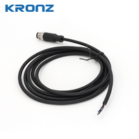Câble pré-câblé droit mâle KRONZ M12 4 broches 10m PVC noir non blindé IP67 étanche Connecteur circulaire industriel