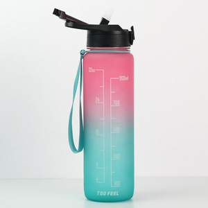 Borraccia Motivazionale in Plastica all'Ingrosso, Borracce Nere Rotonde Simili con Manico da 32oz, Produttore di Borracce in Tritan - Product Image 6