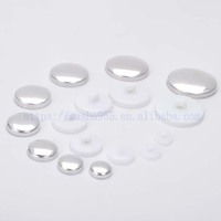 Kain tertutup kancing kain penutup Aluminium kaki plastik DIY logam buatan tangan bentuk roti bulat Aksesori kain pakaian