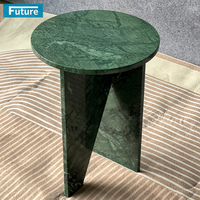 Table d'appoint de petite taille en marbre vert foncé à dessus rond de Style de luxe avec socle bas pour appartement villa salon