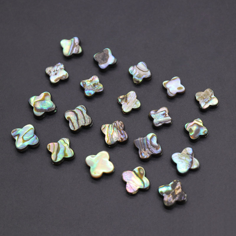Wholesale Natural Flat Four Leaves Clover Assembled Abalone Shell Bead Strands for DIY Jewelry Making 8mm 10mm 12mm