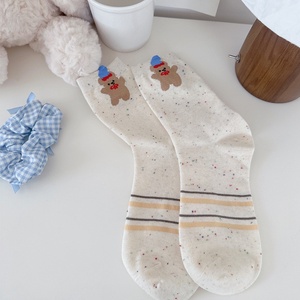 Chaussettes d'été pour femmes, style japonais mignon, motif petit ours, en coton absorbant la transpiration, mi-mollet, décontractées, oreilles tridimensionnelles - Product Image 4