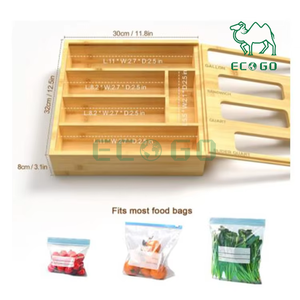 Bamboo Food Storage <b>Ziplock</b> <b>Bags</b> Organizer With Slider Kitchen Plastic <b>Bags</b> Storage Organizer - Product Image 3