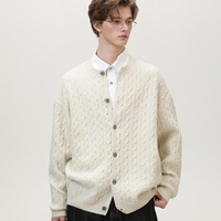 Herren Vintage Zopfmuster Strickjacke Herbst Winter Neuerscheinung Einfarbiger Rundhals-Strickmantel Lässiges Vielseitiges Oberteil
