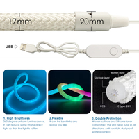 Lampes à pixels adressables QM LED DC5V 17MM WS2812 WS2811 IP67 IP65 360 °   Rubans lumineux LED néon flexibles RGB RGBIC ronds