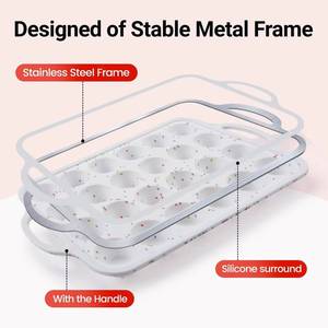 MUYULINS Factory 24-cup LFGB non-stick BPA Free metal reinforced frame mini <b>silicone</b> cupcake pan American cake tin <b>baking</b> mold - Product Image 2