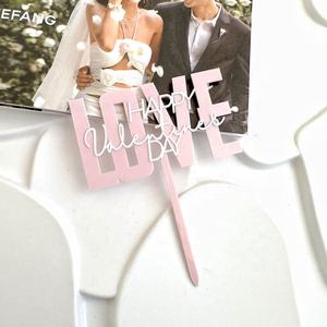 Decorazione per Torta in Acrilico per San Valentino, Doppio <span class=keywords><strong>Amore</strong></span>, Topper per Torta Nuziale e Dessert - Product Image 5