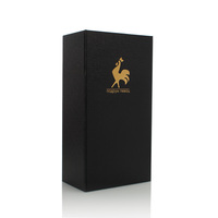 Boîte-cadeau personnalisée en papier recyclé de luxe avec impression de feuille d'or et logo pliable moderne pour les spiritueux, le vin et le brandy.