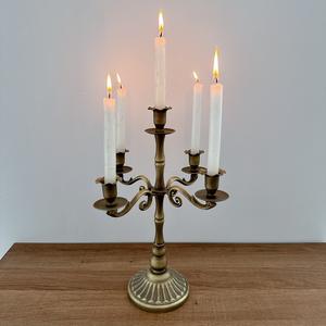 LANJO Chandelier antique en laiton massif durable à 3 bras, support de bougie, décoration d'intérieur, centre de table - Product Image 5