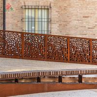 Cercas decorativas de jardín, divisor de metal para exteriores, corte láser, corten, pantalla oxidada de acero
