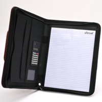 Portafolio Ejecutivo de Cuero PU con Asa, Carpeta Organizadora con Cierre A4, Bloc de Notas, Calculadora, Estuche de Oficina, Colores Personalizados