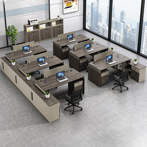 Bàn Tài Chính bàn đơn giản nhân viên hiện đại bàn bốn người Sáu Người Máy Trạm văn phòng bàn ghế kết hợp bàn máy tính văn phòng - Product Image 2