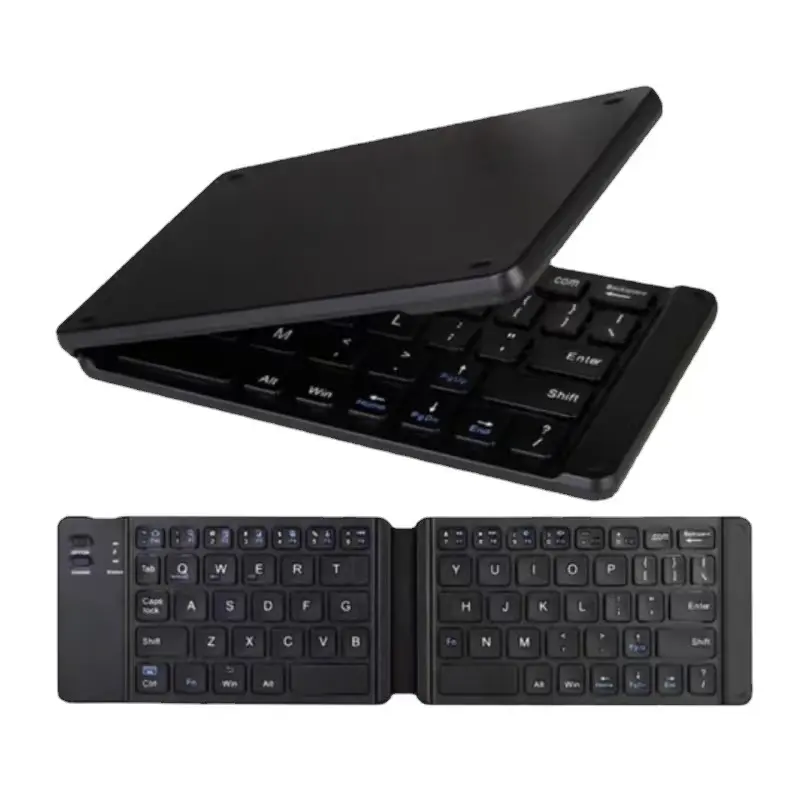 Venda quente magro Mini Tamanho Recarregável Sem Fio BT Teclado Dobrável para Android Windows Ipad