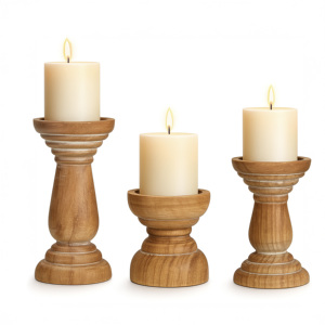 Porte-bougie décoratif en bois avec un design sculpté unique pour les événements de mariage, la décoration de la maison et les centres de table - Product Image 6