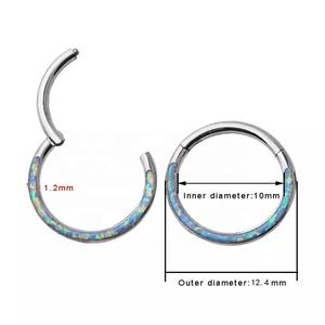 Pendiente de Aro con Segmento Articulado de Titanio G23 con Ópalo Frontal, para Tragus, Concha, Hélix, Cartílago, Nariz, Septum, Joyería para Piercing Corporal - Product Image 3