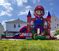 Offre Spéciale : Château Gonflable Thème Mario avec Toboggan Intégré en PVC et Vinyle, Combo Bouncer avec Souffleur
