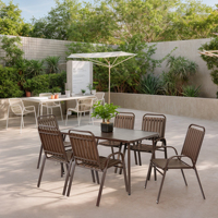Chaise de jardin moderne légère en résine, empilable, pour extérieur, avec design à lattes, impression UV, résistante aux intempéries, pour hôtel, parc, patio