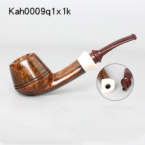 MUXIANG Handmade Briarwood Smoking Pipes Bent Type With Vulcanized Rubber Mouthpiece Tobacco Pipe - Product Image 3