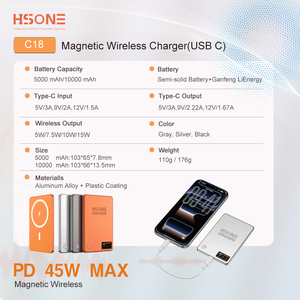 Batterie externe LC18, chargeur sans fil magnétique personnalisé, 15W 20W PD, charge rapide, ultra-mince, écran TFT semi-solide, 5000mAh 10000m - Product Image 5