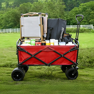 야외 캠핑 접이식 스틸 4륜 핸드 카트 정원 여행용 웨건 접이식 해변 트롤리 쇼핑 및 해변용 - Product Image 4