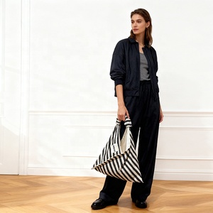 Custom Chic Striped Beach <strong>Bag</strong> Oversized Reversible Summer <strong>Boho</strong> <strong>Bag</strong> Large Eco Friendly Cotton Canvas Shopping Tote <strong>Bag</strong> With Logo - Product Image 6