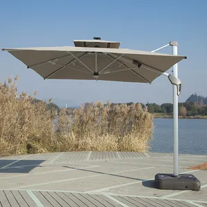 Zhongshi Waterproof Decorative Garden Umbrellas Restaurant Solar Powered Led Patio Umbrella For Outdoor