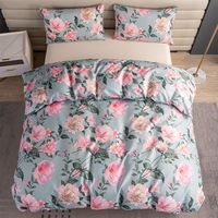 Parure de lit 3 pièces en microfibre 100% polyester 80 g/m² anti-boulochage, motif floral pivoine imprimé, pour usage domestique, tailles UK/UE, sans garnissage