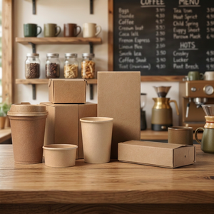Gobelets en papier kraft jetables à double paroi pour café et thé avec couvercle, de 4 oz à 32 oz, emballage pour boissons - Product Image 3