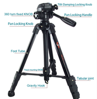 YuSen 60'' Alüminyum Profesyonel Tripod Kamera Telefonu Katlanabilir Hafif 10kg Taşıma Kapasiteli Çevirmeli Kilit Mini Tasarım Kablosuz