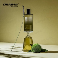 Belle bouteille de parfum vide carrée de 50 ml et 100 ml avec bouchon à vis et impression sérigraphique, verre transparent avec boîte