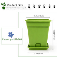Pot de fleurs carré en plastique PP avec trou de drainage, design minimaliste durable, capacité de 14,13 L pour plantes d'intérieur et utilisation en extérieur