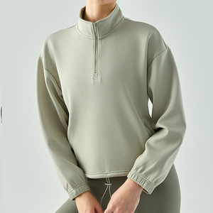 Kadın gevşek Stand-up yaka spor ceket özel koşu giyim spor spor üstleri kadın yarım fermuar Yoga ceketi ile cep - Product Image 4