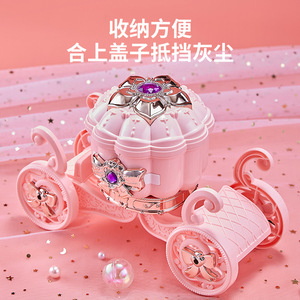美容时尚化妆品套装儿童过家家玩具南瓜车化妆梳妆台带镜子儿童化妆玩具套装女孩用 - Product Image 5