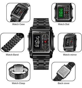 SKMEI 1868 3ATM étanche en gros numérique Unique hommes <span class=keywords><strong>Chrono</strong></span> Relogio mode électronique acier montres en cuir chaud au Nigeria - Product Image 5