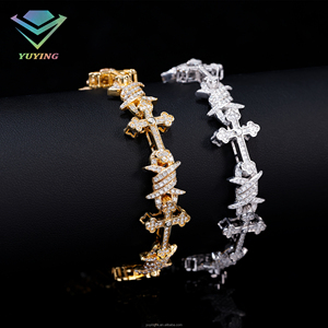 Hip Hop Fashion Gold Cross Links Cuban Chain 925 Sterling Silver VVS D Color Moissanite GRA Certificate Popular Design <b>Bracelet</b> - Product Image 2