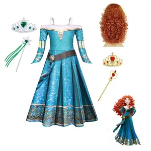 AmzBarley-Disfraz de Brave Princess Merida para niña, traje de película y TV, ropa de Halloween para niña, disfraz de fiesta de navidad