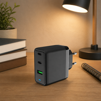 Chargeur GaN 65W USB A Type C double port PD, adaptateur d'alimentation rapide pour téléphone portable, ordinateur portable, vente en gros