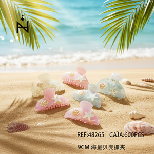 Fermacapelli a forma di stella marina da 9 cm in plastica, stile dolce, per donne e ragazze - Product Image 3