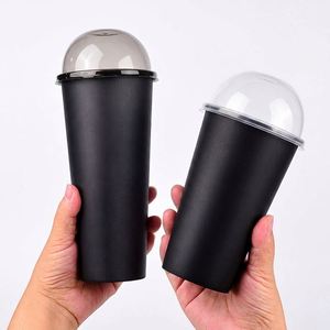 Gobelets personnalisés recyclables 12oz 16oz 24oz à emporter, gobelets en plastique noir givré PP avec logo imprimé pour jus, boissons, eau minérale - Product Image 1