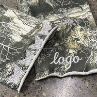 Sweat-shirt à col rond imprimé camouflage intégral, broderie papillon 3D, ourlet irrégulier ondulé, coupe oversize, unisexe, manches longues