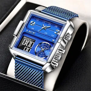 LIGE 8925 New Sports Watch Men Top Brand Waterproof Wristwatch Men Quartz Analog Digital Watches Relogio Masculino