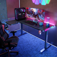 Bureau de jeu pliable en forme de L YZ avec éclairage RGB, construction métallique, compatible PC