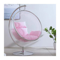 Meilleur cadre de balançoire de patio argenté, fauteuil à boule en acrylique transparent pour loisirs, balançoire de sol pour salon
