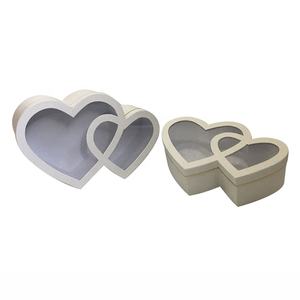 Chengruo 2 Piece Box Double love Box Heart Packaging Paper Box With Transparent Window for Flower Gift Mom <strong>Valentine</strong> <strong>Chocolate</strong> - Product Image 3
