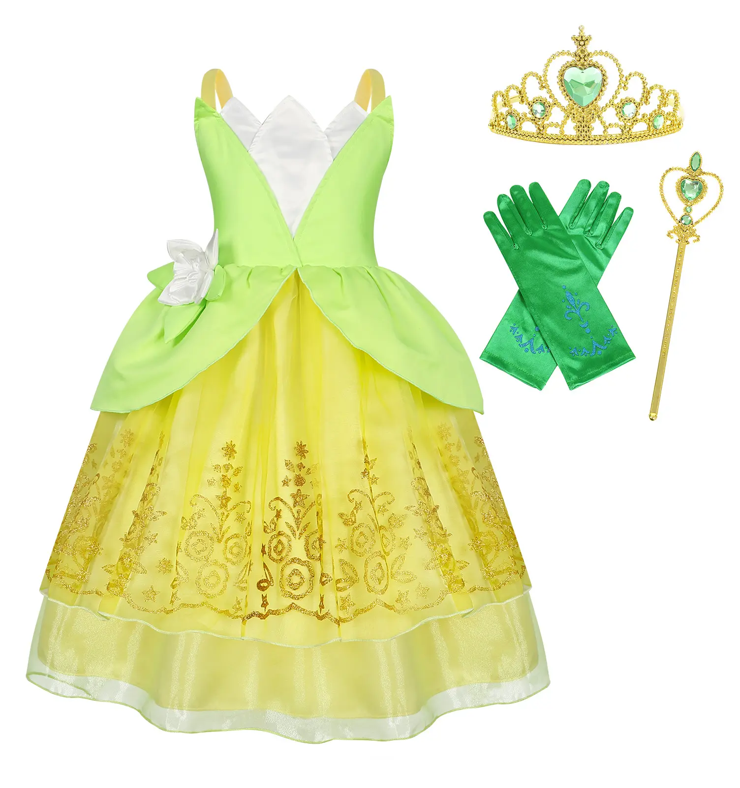 Halloween Cosplay Tinker Bell Dress Girls Princess Costume Kids Cosplay Green Flower Fairy TinkerBell Carnival Party Clothes