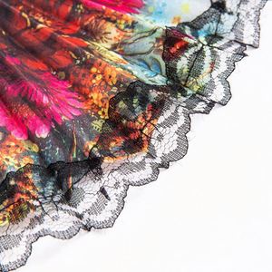 Personalized Bamboo <b>Frame</b> Folding Fan Thick White Lace Fabric Portable Wedding Party Occasion Festival Model Decoration Painting - Product Image 2